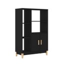 Ver imagem 2 de Estante para Escritório 81 X 123 X 35 Cm 2 Portas 5 Nichos Pés Madeira Mdp Preto - Clicklar