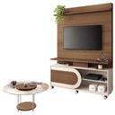 Ver imagem 1 de Estante Home Theater Órbis Castanho Off White e Mesa de Centro Sky com Tampo de Vidro Castanho- Hb
