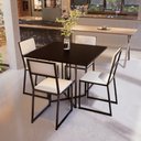 Ver imagem 3 de Conjunto Mesa de Jantar Quadrada Preta 4 Cadeiras Estofado Riviera Industrial Don Castro Decor