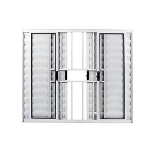 Janela Veneziana de Alumínio Abertura Central 6 Folhas com Grade 100x150cm Branco Allo Esquadrias