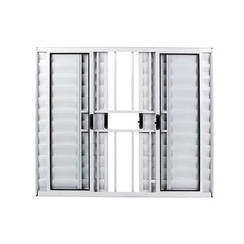 Janela Veneziana de Alumínio Abertura Central 6 Folhas com Grade 100x150cm Branco Allo Esquadrias