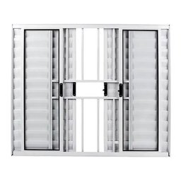 Janela Veneziana de Alumínio Abertura Central 6 Folhas Com Grade 100x150cm Branco Allo Esquadrias - 1