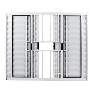 Janela Veneziana de Alumínio Abertura Central 6 Folhas Com Grade 100x150cm Branco Allo Esquadrias