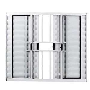 Janela Veneziana de Alumínio Abertura Central 6 Folhas com Grade 100x150cm Branco Allo Esquadrias