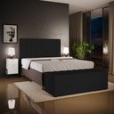 Ver imagem 5 de Kit Cabeceira Cama Box Queen 160cm com Calçadeira Baú Dália W01 Suede Preto - Lyam Decor