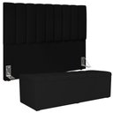 Ver imagem 1 de Kit Cabeceira Cama Box Queen 160cm com Calçadeira Baú Dália W01 Suede Preto - Lyam Decor