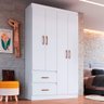 Guarda-roupa Solteiro Dallas 4 Portas 2 Gavetas Branco Flex - Doripel - 1