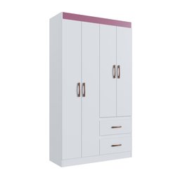 Guarda-roupa Solteiro Dallas 4 Portas 2 Gavetas Branco Flex - Doripel - 7