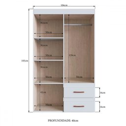 Guarda-roupa Solteiro Dallas 4 Portas 2 Gavetas Branco Flex - Doripel - 4