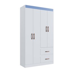 Guarda-roupa Solteiro Dallas 4 Portas 2 Gavetas Branco Flex - Doripel - 6