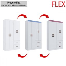 Guarda-roupa Solteiro Dallas 4 Portas 2 Gavetas Branco Flex - Doripel - 5