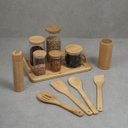 Ver imagem 6 de Kit pote hermético e utilidades com bandeja de bambu Oikos