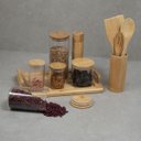 Ver imagem 4 de Kit pote hermético e utilidades com bandeja de bambu Oikos