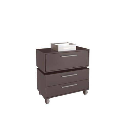 Gabinete Suspenso 80cm Alice Grafite com Balcão Cuba Branca 2 Gavetas com 1 Basculante para