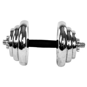 Halter Peso Ajustavel 15kg Anilhas Cromado Academia Musculaçao Exercicio Treino Braço Biceps Triceps