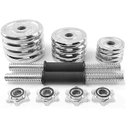 Ver imagem 2 de Halter Peso Ajustavel 15kg Anilhas Cromado Academia Musculaçao Exercicio Treino Braço Biceps Triceps