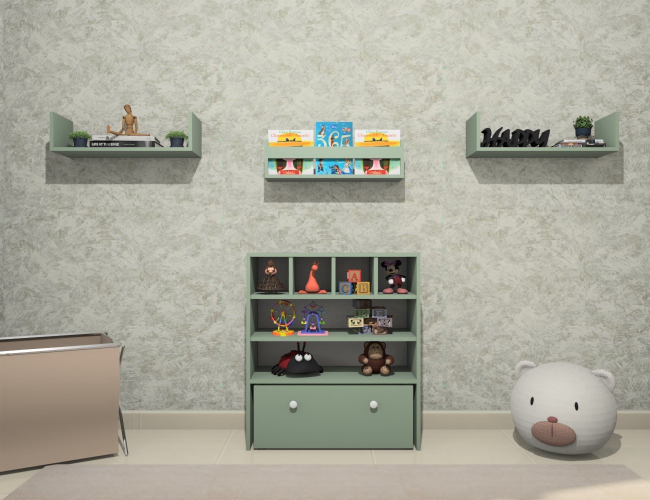 Estante Organizadora de Brinquedos Infantil em Mdf Plancasa:verde Jade - 2