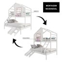 Ver imagem 6 de Beliche Casinha com Janela Casal/solteiro com Escada/escorregador Madeira Maciça Branco/ Rosa