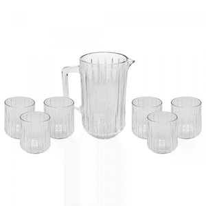 Cj 7 Peças Jarra com 6 Copos de Cristal Bangkok Wolff