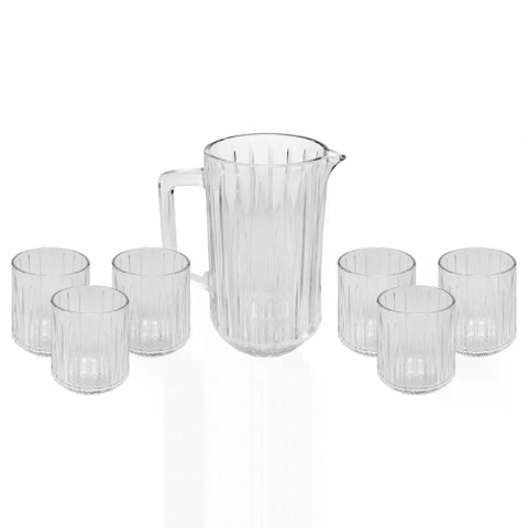 Cj 7 Peças Jarra com 6 Copos de Cristal Bangkok Wolff