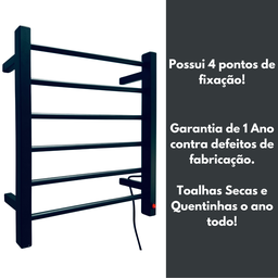 Toalheiro Térmico Concept Preto Fosco 127v - Fio Lado Direito - 3