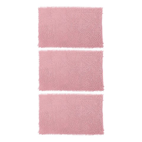 Jogo 3 Tapetes Bolinha Antiderrapante Banheiro 38x58cm Rosa