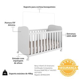 Berço Americano 100% MDF com rodízios Mimo - 5