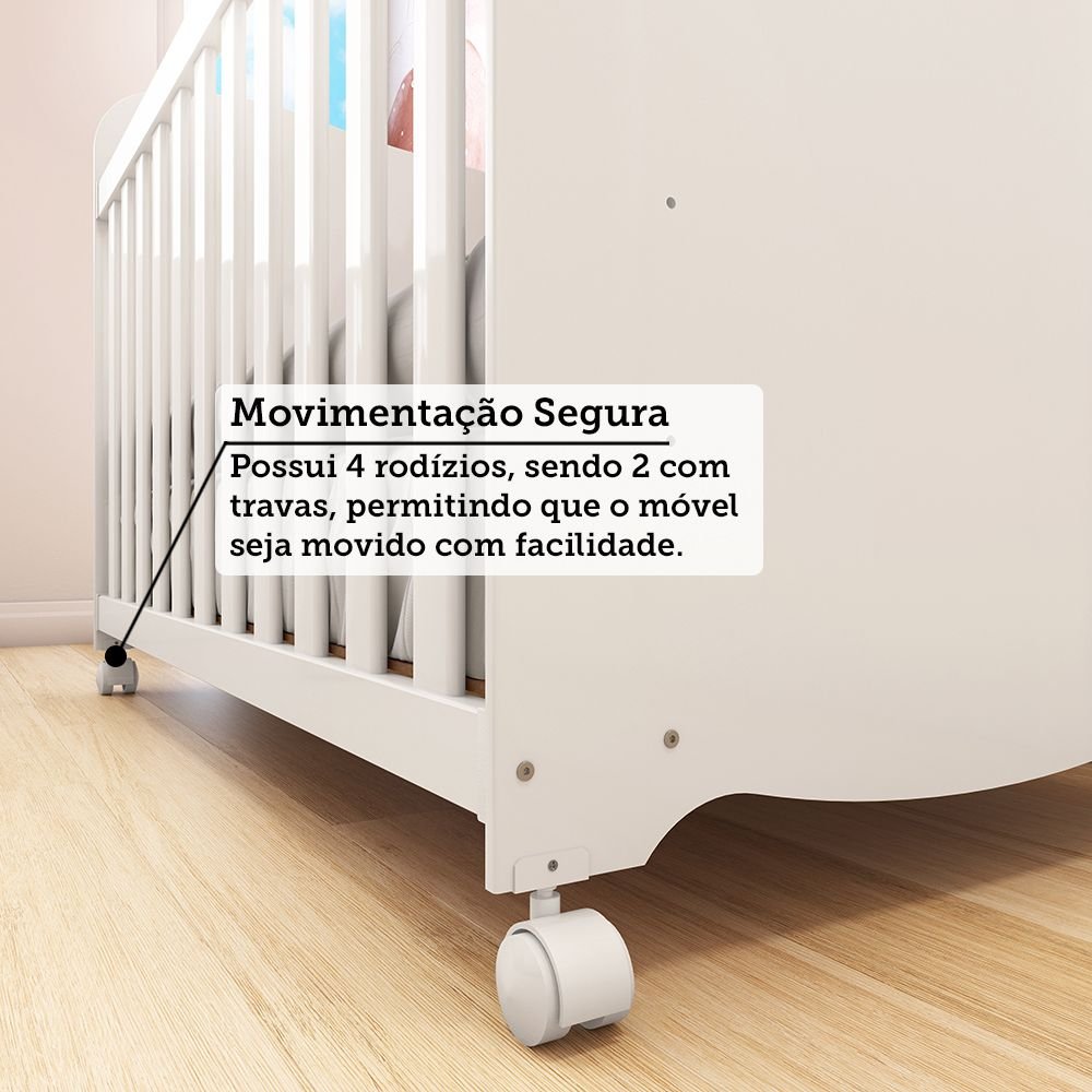 Berço Americano 100% MDF com rodízios Mimo - 7