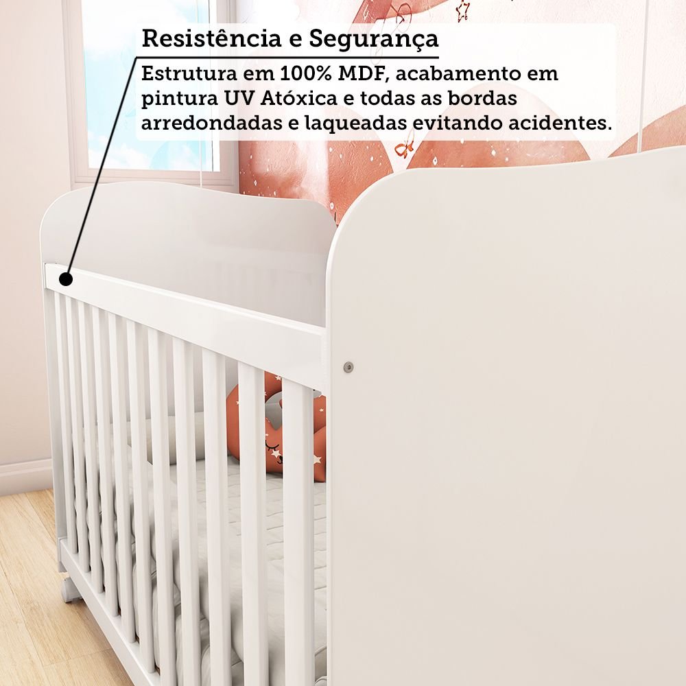 Berço Americano 100% MDF com rodízios Mimo - 6