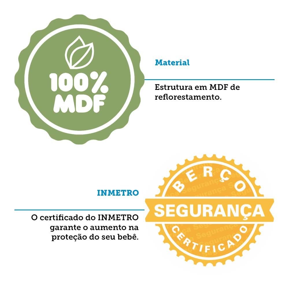 Berço Americano 100% MDF com rodízios Mimo - 13