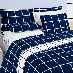 Cobre Leito Solteiro Square Micropercal 200 fios 2pç - Azul - 2