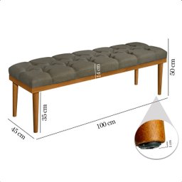Recamier Calçadeira Apolo Linho Marrom Solteiro 1,00m Base Madeira Pés Palito - 7