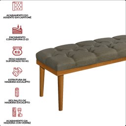 Recamier Calçadeira Apolo Linho Marrom Solteiro 1,00m Base Madeira Pés Palito - 6