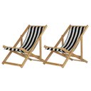 Ver imagem 1 de Conjunto 2 Espreguiçadeiras Preguiçosa Dobrável sem Braço Madeira Maciça Listrado Preto e Branco