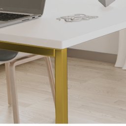 Mesa de Escritório Base Metal Dourado Tampo Branco 90cm House - 4