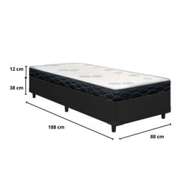 Base Box Solteiro Preta + Colchão de Solteiro D20 Cali Toraflex 88x188 X12 - 2