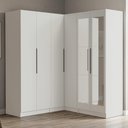 Ver imagem 1 de Guarda-roupa Modulado de Canto 350 Cm 6 Portas com Espelhos 4 Gavetas Branco Neo Madesa 02