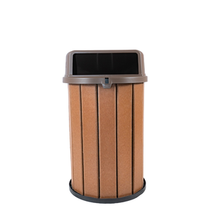 Lixeira Madeira Plástica 100 Litros - 70 Cm:marrom/marrom
