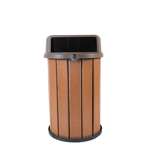 Lixeira Madeira Plástica 100 Litros - 70 Cm:marrom/marrom