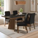 Ver imagem 1 de Conjunto Sala de Jantar Tampo de Vidro 4 Cadeiras Rustic/Preto/Oxford Todi Madesa