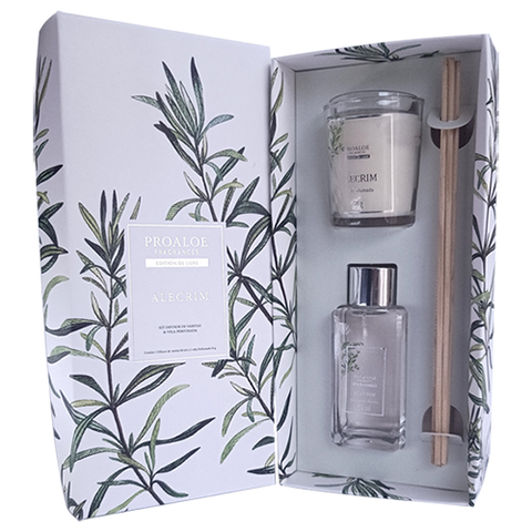 Caixa com 1 Difusor de Varetas e 1 Vela Perfumada - Alecrim, da Proaloe