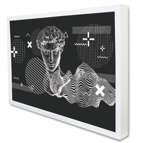 Quadro Decorativo Caixa Grego Geométrico Arte Tacolado Moldura Caixa 3cm Madeira sem Vidro 30 X 40cm