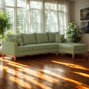 Ver imagem 1 de Sofá 4 Lugares Beny com Chaise Direito Linho Verde Oliva