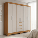 Ver imagem 1 de Guarda Roupa Casal 6 Portas 3 Gavetas 100% MDF Select Freijó Trend/Off White Marrom