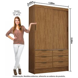 Guarda Roupa Casal Modulado Sevilha 4 e 2 Portas 8 Gavetas com Cama Casal Carioca Móveis - 4