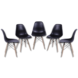 Conjunto Mesa de Jantar Cone Redonda 120 cm Ébano + 5 Cadeiras Eames Dkr Wood Personal Decor Preto - 6