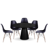 Conjunto Mesa de Jantar Cone Redonda 120 cm Ébano + 5 Cadeiras Eames Dkr Wood Personal Decor Preto - 1
