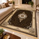 Ver imagem 2 de Tapete Persa Royal Marrom 300x400cm Fio Acetinado - Ideal para Quarto e Sala