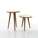 Ver imagem 1 de Conjunto Mesa Lateral e Apoio Retrô com Pé Palito de Madeira Lírio:off-white/freijó