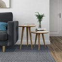 Ver imagem 2 de Conjunto Mesa Lateral e Apoio Retrô com Pé Palito de Madeira Lírio:off-white/freijó